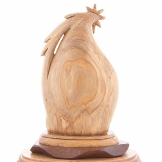 Holy Family olive wood statue hand carved in Bethlehem, 8.6 inch close detail of the hand carved work