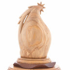 Holy Family olive wood statue hand carved in Bethlehem, 8.6 inch close detail of the hand carved work