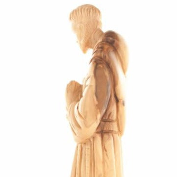 St. Francis of Assisi Olive Wood Hand Carved Statue - Statuettes - Bethlehem Handicrafts