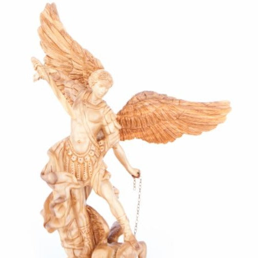 Saint Michael Wooden Hand Carved Statue - Specialty - Bethlehem Handicrafts