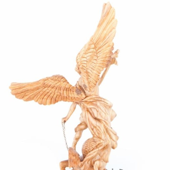 Saint Michael Wooden Hand Carved Statue - Specialty - Bethlehem Handicrafts
