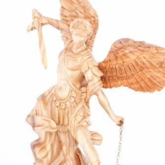 Saint Michael Wooden Hand Carved Statue - Specialty - Bethlehem Handicrafts