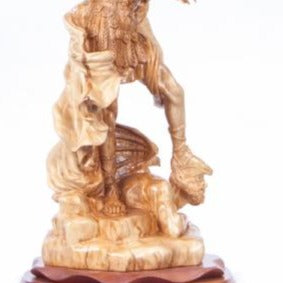 Hand Carved Olive Wood Statue of Saint Michael - Specialty - Bethlehem Handicrafts