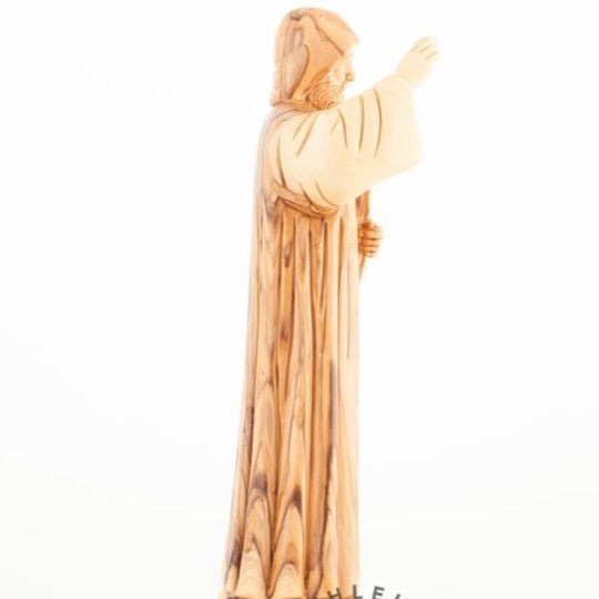 Olive Wood Saint Charbel Statue - Statuettes - Bethlehem Handicrafts