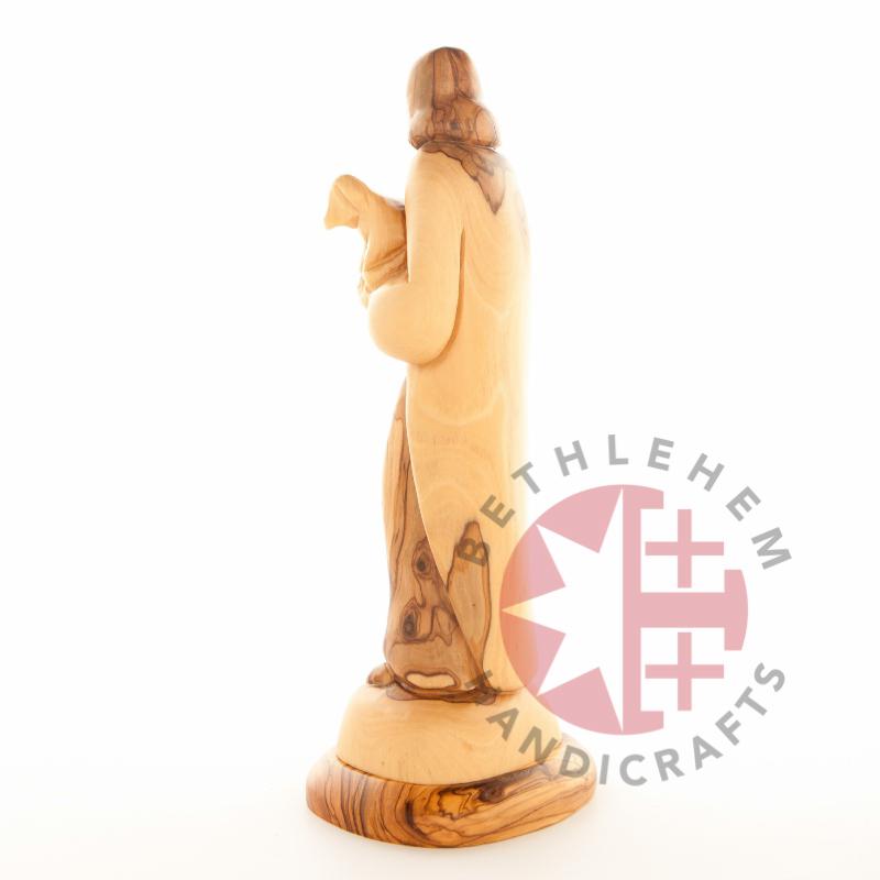 Good Shepherd statue hand carved from Bethlehem olive wood, 10 inch detail photo of the hand carved figures