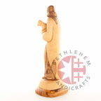 Good Shepherd statue hand carved from Bethlehem olive wood, 10 inch detail photo of the hand carved figures