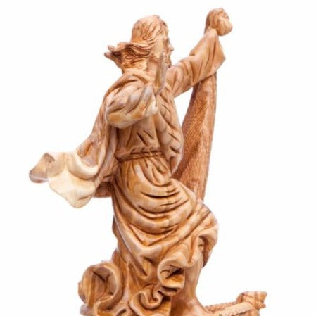 Jesus Calms The Storm Carved Wooden Statue - Statuettes - Bethlehem Handicrafts
