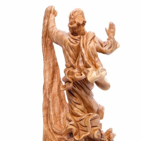 Jesus Calms The Storm Carved Wooden Statue - Statuettes - Bethlehem Handicrafts