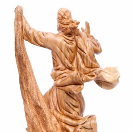 Jesus Calms The Storm Carved Wooden Statue - Statuettes - Bethlehem Handicrafts