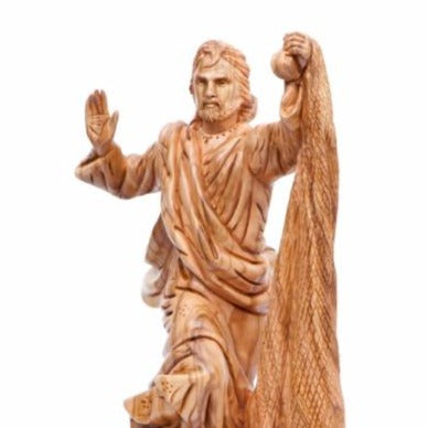 Jesus The Fisherman's Carved Wooden Statue - Statuettes - Bethlehem Handicrafts