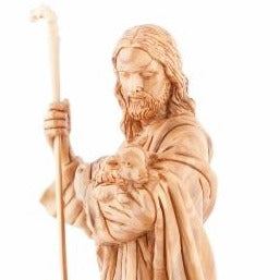 Hand Carved The Good Shepherd's Statue - Statuettes - Bethlehem Handicrafts