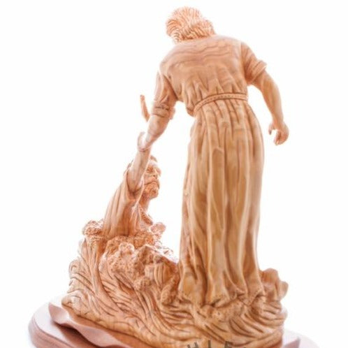 Wooden Statue of Jesus Walking on Water - Statuettes - Bethlehem Handicrafts