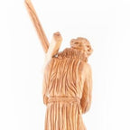 Jesus Christ olive wood cross from Bethlehem hand carved, 16.9 inch top angle showing detail of the craftsmanship