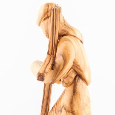 Wood Carved Jesus Holding the Cross Statue - Statuettes - Bethlehem Handicrafts
