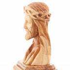 Jesus Christ statue hand carved from Bethlehem olive wood, 9.8 inch lifestyle photo on display