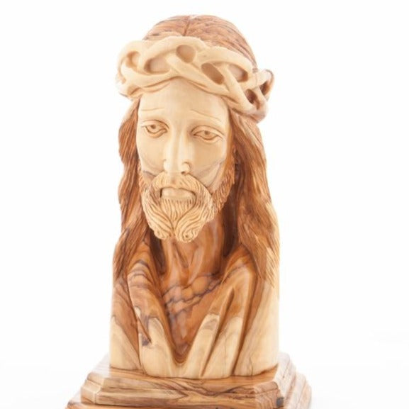 Hand Carved Wood Bust of Jesus Head - Statuettes - Bethlehem Handicrafts