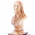 Jesus Christ statue hand carved from Bethlehem olive wood, 9.8 inch top angle showing detail of the craftsmanship