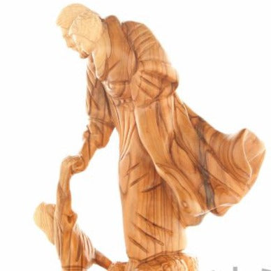 Wood Carved Jesus With The Children - Statuettes - Bethlehem Handicrafts