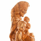 Jesus Christ statue hand carved from Bethlehem olive wood, 8.7 inch close detail of the hand carved work