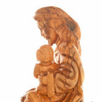 Jesus Christ statue hand carved from Bethlehem olive wood, 8.7 inch detail of the carved figure
