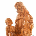 Jesus Christ statue hand carved from Bethlehem olive wood, 8.7 inch scale reference view