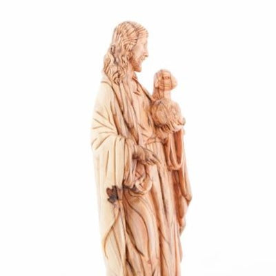 Carved Wooden Statue of Jesus 'The Good Shepherd' - Statuettes - Bethlehem Handicrafts