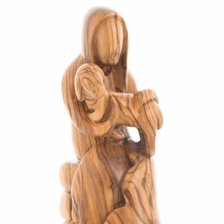Abstract Olive Wood Good Shepherd - Statuettes - Bethlehem Handicrafts