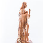 Good Shepherd statue hand carved from Bethlehem olive wood, 16.5 inch natural light photo of the piece