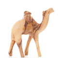Olive wood nativity scene hand carved in Bethlehem, 4 inch front view of the olive wood masterpiece