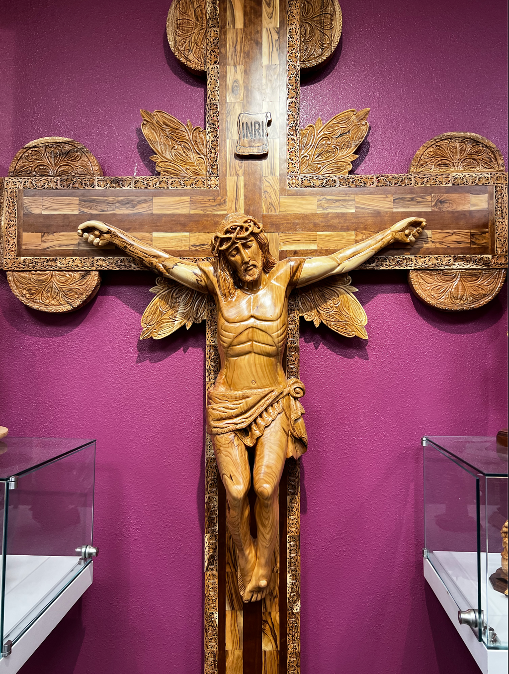 Extra Large Crucifix for Church | Carved Sculpture From Holy Land Olive Wood , Realistic Jesus Christ