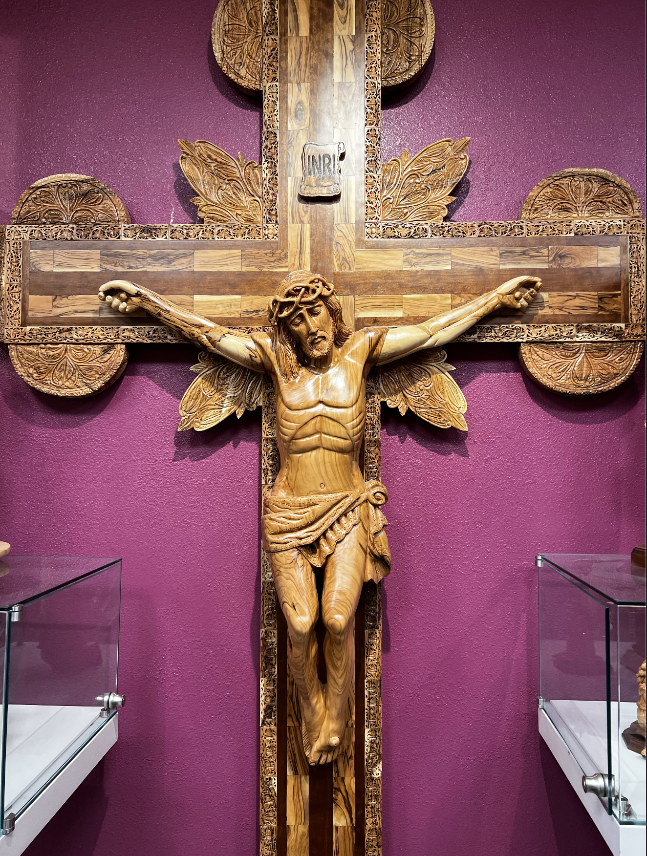 Extra Large Crucifix for Church | Carved Sculpture From Holy Land Olive Wood , Realistic Jesus Christ