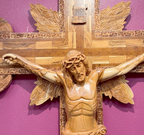 Large Crucifix Carved Masterpiece Sculpture From Holy Land Olive Wood , Realistic
