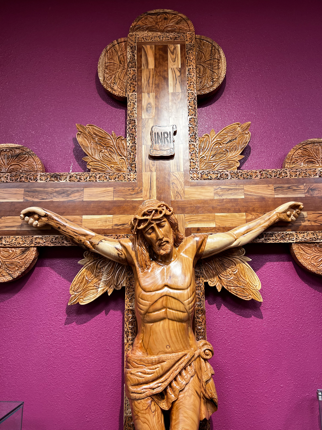 Extra Large Crucifix for Church  Carved Sculpture Olive Wood , Realistic