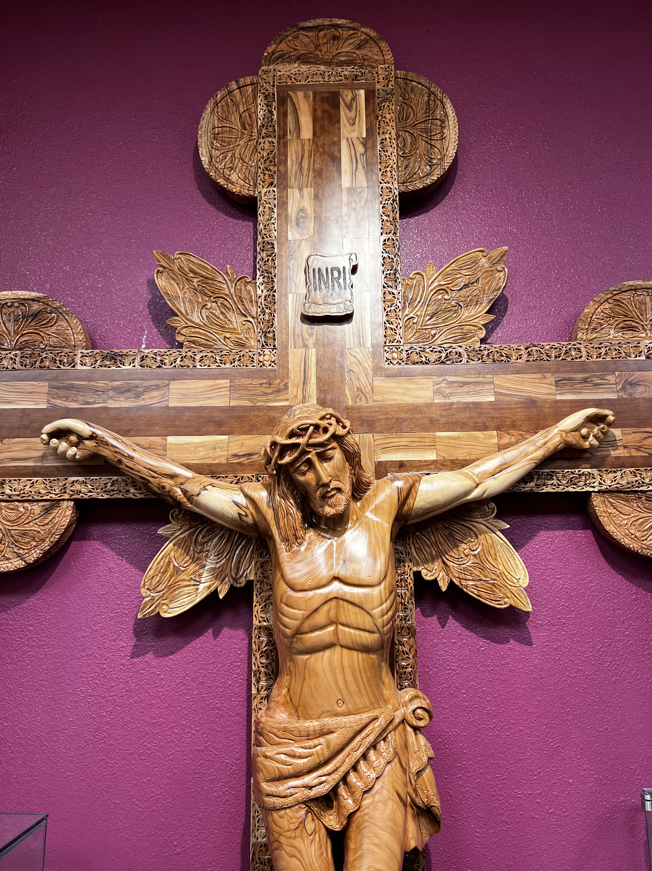 Extra Large Crucifix for Church  Carved Sculpture Olive Wood , Realistic