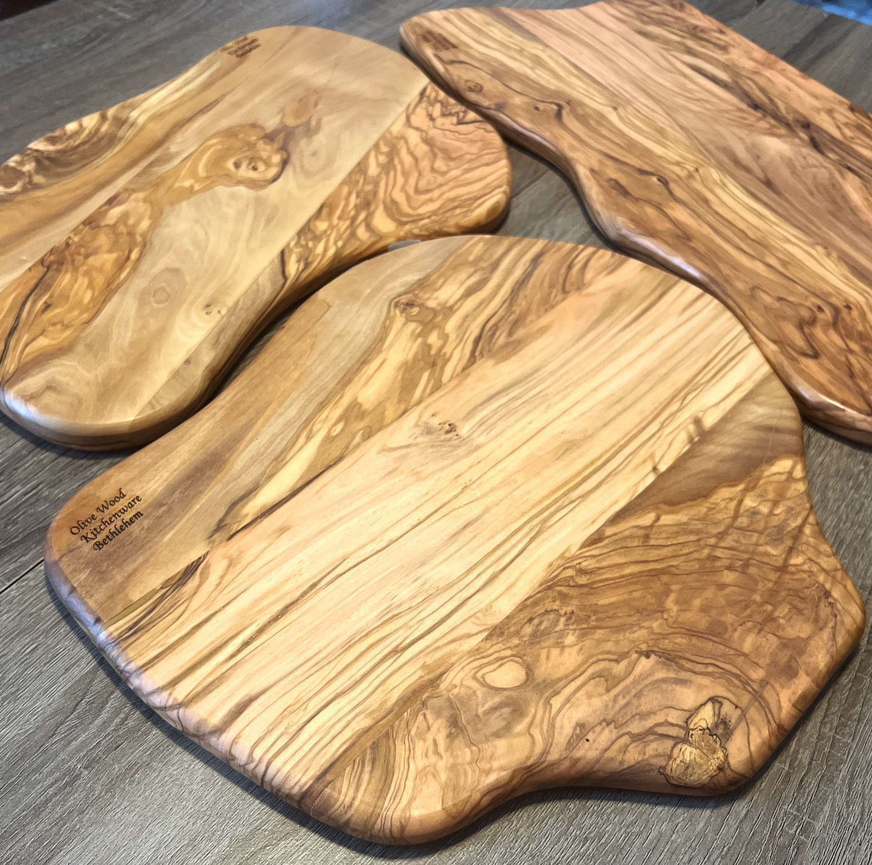 Olive Wood Cutting Board Set for Kitchen Serving 