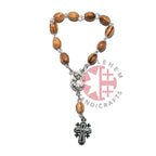 Finger Rosary with Jerusalem Cross, Wooded 6 x 9mm Beads