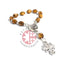 Finger Rosary with Jerusalem Cross, Wooded 6 x 9mm Beads