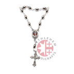 Finger rosary hand made in Bethlehem Holy Land, three quarter view of the religious piece
