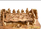 Last Supper olive wood statue hand carved in Bethlehem, 25.8 inch three quarter view of the religious piece