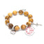 Bracelet w/ 4 Silver Plated Pendants, Wood 10mm Round Beads