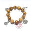 Bracelet w/ 4 Silver Plated Pendants Wood 12mm Round Beads