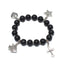 Onyx Black Stone Bracelet Rosary with 4 Silver Plated Pendants