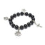 Onyx Black Stone Bracelet Rosary with 4 Silver Plated Pendants