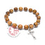 Olive Wood 6mm Beads Bracelet with Crucifix Pendant