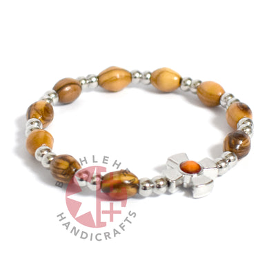 Bracelet with Orange Birthstones, Wood Oval 9*6 mm Beads