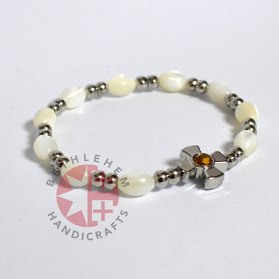 Mother of Pearl Bracelet 8 x 6mm Beads Citrine Crystal Stone