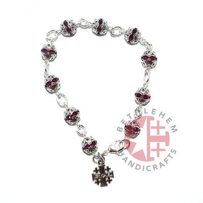 Prayer Bracelet Rosary Purple Crystal Beads