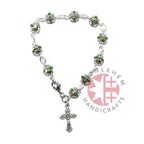 Finger Rosary, Green Crystal  6mm Beads