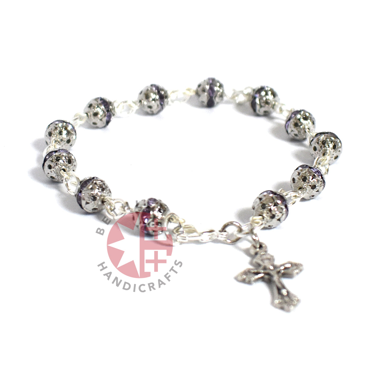 Prayer Rosary, Purple Crystal Beads