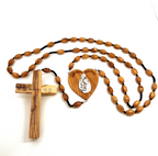 Olive wood crucifix hand carved in Bethlehem, 46 inch scale reference view